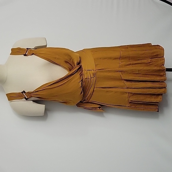 New Free People Zuri Bronze Bodysuit with Matching Wrap Skirt Size Large Bronze